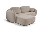 ECKSOFA AMICO L-S Beige Geflochtener Stoff mit Schlaffunktion