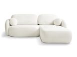 ECKSOFA AMICO R-S Creme Geflochtener Stoff mit Schlaffunktion