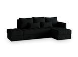 ECKSOFA LUMARI R-S Schwarz Plüsch-Stoff mit Schlaffunktion