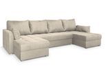 WOHNLANDSCHAFT NAKO M Creme Velours-Stoff mit Schlaffunktion