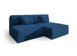 ECKSOFA FIORO M Blau Velours-Stoff mit Schlaffunktion