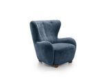 SESSEL MIST, Polstersessel Klassisch Loungesessel, Chenille-Stoff Blau