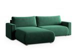 ECKSOFA TURIN M Grün Velours-Stoff mit Schlaffunktion