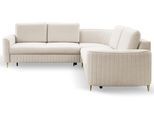 ECKSOFA VELA R-S Beige Velours-Stoff mit Schlaffunktion