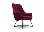 SESSEL SEDUTA, Modern Polstersessel Loungesessel, Velours-Stoff Dunkelrot