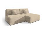 ECKSOFA FIORO M Creme Velours-Stoff mit Schlaffunktion