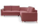 ECKSOFA VELA R-S Dunkelrot Velours-Stoff mit Schlaffunktion