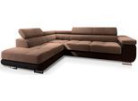 ECKSOFA SELVA L-S Beige Velours-Stoff mit Schlaffunktion