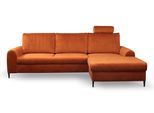 ECKSOFA VERONA R-S Braun Velours-Stoff mit Schlaffunktion