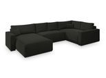 WOHNLANDSCHAFT VELAMI R-S Schwarz Velours-Stoff mit Schlaffunktion