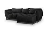 ECKSOFA VESTANO R-S Schwarz Velours-Stoff mit Schlaffunktion