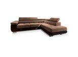 ECKSOFA SELVA R-S Beige Velours-Stoff mit Schlaffunktion