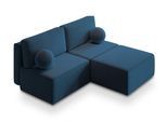 ECKSOFA VARNA M Blau Velours-Stoff mit Schlaffunktion