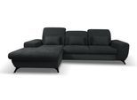 ECKSOFA LUCE L-S Anthrazit Plüsch-Stoff mit Schlaffunktion