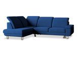 ECKSOFA LERMA L-S Blau Velours-Stoff mit Schlaffunktion