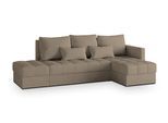 ECKSOFA LUMARI R-S Braun Plüsch-Stoff mit Schlaffunktion