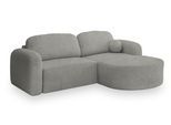 ECKSOFA AMILIA R-S Hellgrau Boucle-Stoff mit Schlaffunktion