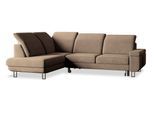 ECKSOFA LERMA R-S Beige Velours-Stoff mit Schlaffunktion
