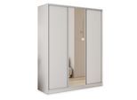 SCHWEBETÜRENSCHRANK TARI 160/205/58 cm 3-türig mit Spiegel und 4 Schubladen Weiß
