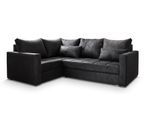 ECKSOFA LIRENO L-S Schwarz Plüsch-Stoff mit Schlaffunktion