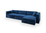 ECKSOFA TOLMO M Blau Velours-Stoff mit Schlaffunktion