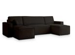 WOHNLANDSCHAFT PESANO M Braun Velours-Stoff mit Schlaffunktion