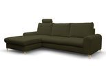 ECKSOFA VERONA L-S Olivgrün Geflochtener Stoff mit Schlaffunktion