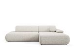 ECKSOFA DELTA R-S Beige Geflochtener Stoff mit Schlaffunktion