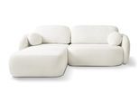 ECKSOFA AMICO L-S Creme Geflochtener Stoff mit Schlaffunktion