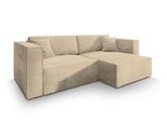 ECKSOFA NERIO M Creme Velours-Stoff mit Schlaffunktion