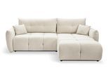 ECKSOFA MODA E Creme Geflochtener Stoff mit Schlaffunktion