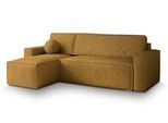 ECKSOFA RAVELO M Gelb Velours-Stoff mit Schlaffunktion