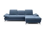 ECKSOFA FELICE R-S Blau Geflochtener Stoff mit Schlaffunktion