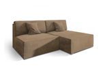 ECKSOFA FIORO M Beige Velours-Stoff mit Schlaffunktion