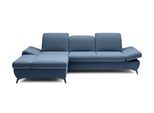 ECKSOFA FELICE L-S Blau Geflochtener Stoff mit Schlaffunktion