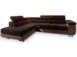 ECKSOFA SELVA L-S Braun Velours-Stoff mit Schlaffunktion