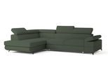 ECKSOFA FAVIEN L-S Grün Boucle-Stoff mit Schlaffunktion
