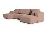 WOHNLANDSCHAFT SENTUM N Rosa Boucle-Stoff mit Schlaffunktion