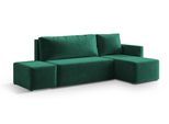 ECKSOFA VELOTTI R-S Grün Plüsch-Stoff mit Schlaffunktion