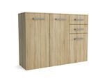 KOMMODE SCALINI 113/82/33 cm mit 2 Schubladen 3 Türen Sonoma Eiche