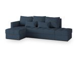ECKSOFA LUMARI L-S Blau Plüsch-Stoff mit Schlaffunktion
