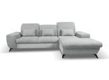 ECKSOFA LUCE R-S Grau Plüsch-Stoff mit Schlaffunktion
