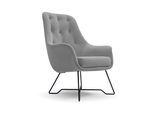 SESSEL SEDUTA, Modern Polstersessel Loungesessel, Velours-Stoff Hellgrau