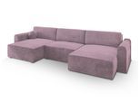 WOHNLANDSCHAFT FENTO M Lila Velours-Stoff mit Schlaffunktion