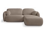 ECKSOFA AMICO R-S Braun Geflochtener Stoff mit Schlaffunktion