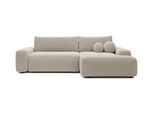 ECKSOFA RUOTA Beige Boucle-Stoff mit Schlaffunktion