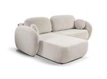 ECKSOFA AMICO L-S Creme Geflochtener Stoff mit Schlaffunktion