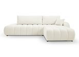 ECKSOFA GIOIA R-S Creme Boucle-Stoff mit Schlaffunktion