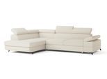 ECKSOFA FAVIEN L-S Creme Boucle-Stoff mit Schlaffunktion