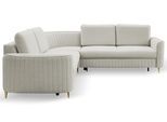 ECKSOFA VELA L-S Hellgrau Velours-Stoff mit Schlaffunktion